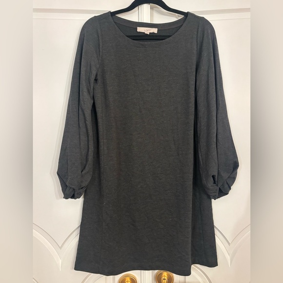 LOFT Charcoal Balloon Sleeve Dress - Picture 2 of 6